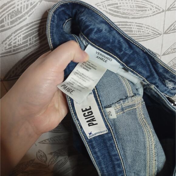 Paige Verdugo Ankle Jeans Denim Chewed Raw Hem - Picture 8 of 8
